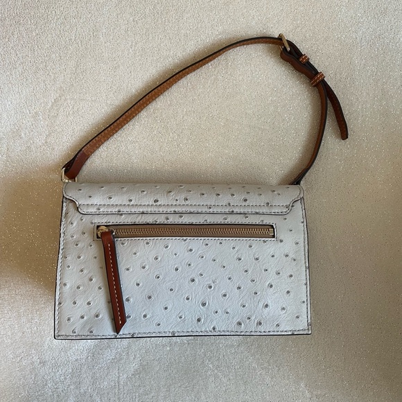 DOONEY & BOURKE OSTRICH EAST WEST FLAP SHOULDER BAG IN FOG✨ - Picture 3 of 14